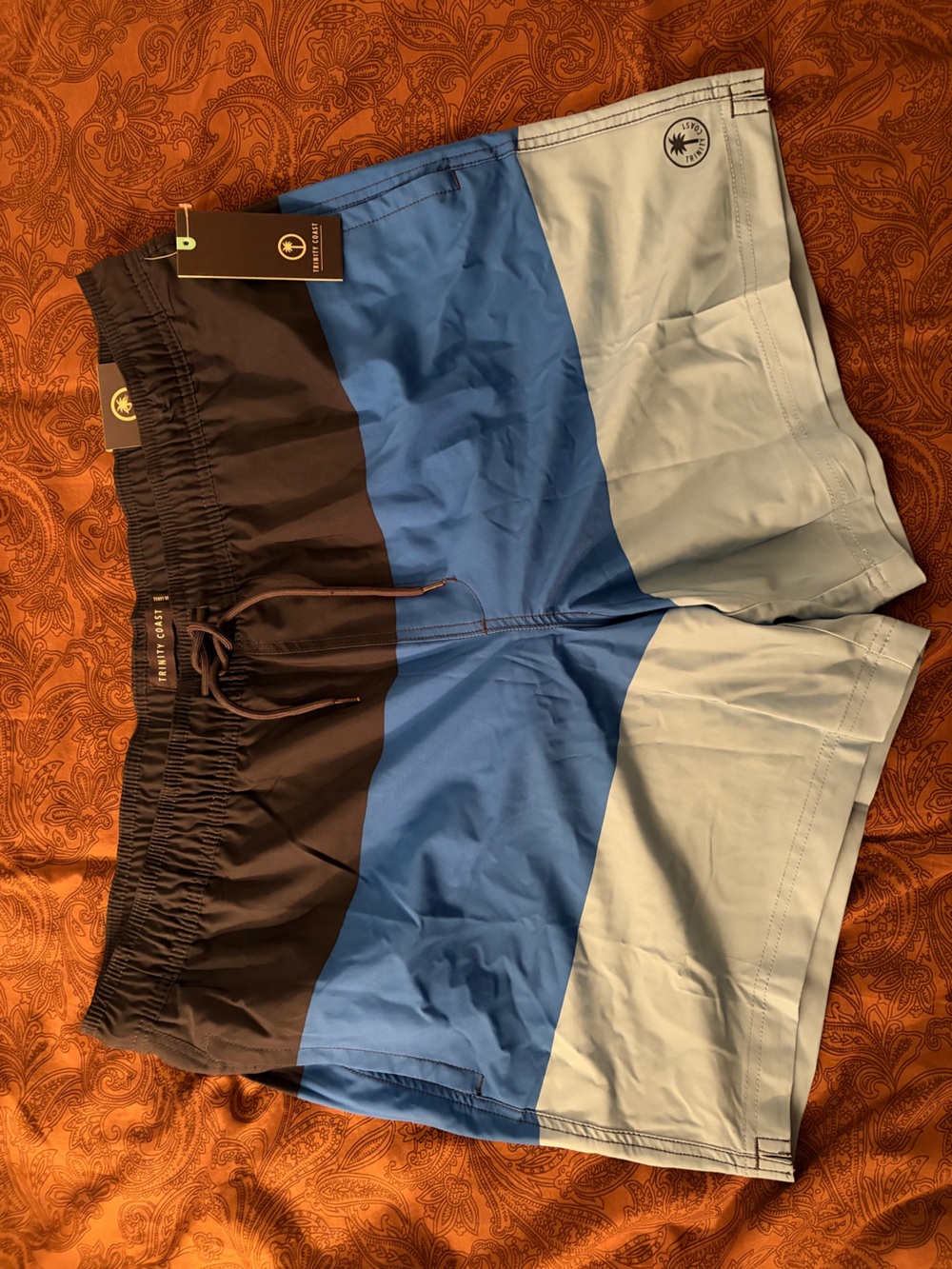 Trinity coast Men's Colorblock Swim Trunks in Black and Blue XXL new nwt